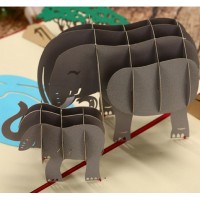 Handmade 3D Pop Up Card Two Elephants Birthday, Valentine's Day, Wedding Anniversary, Father's Day, Mother's Day, Holiday Vacation, Blank Love Friendship Celebrations Card
